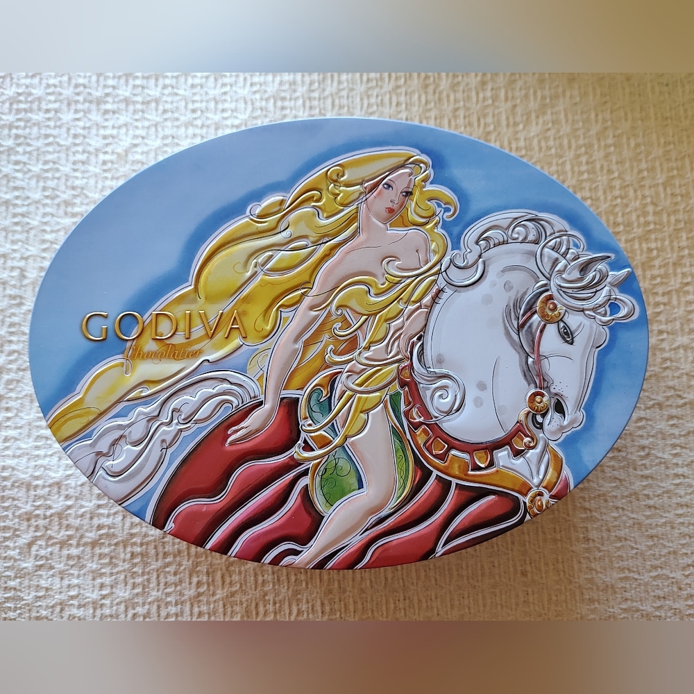Empty GODIVA CHOCOLATIER Candy Tin Lady Godiva